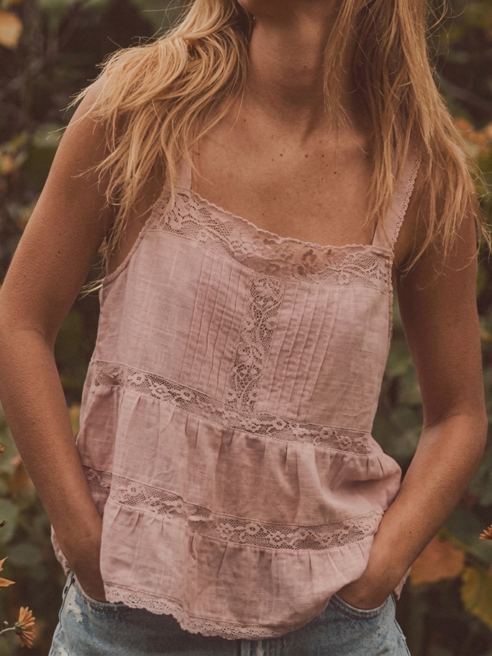 Zara Pink Embroidered Strappy Chiffon Top XS Summer 2025 Lace Tiered